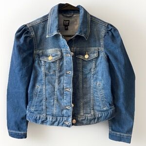 GAP Girls XXL (14–16) Puff-Sleeve Icon Denim Jacket – Medium Wash